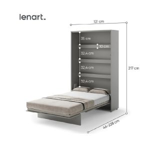 Zidni krevet 120x200 Lenart Bed Concept 02 vertikalni sivi dimenzije