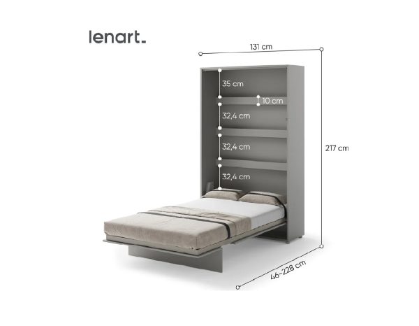 Zidni krevet 120x200 Lenart Bed Concept 02 vertikalni sivi dimenzije