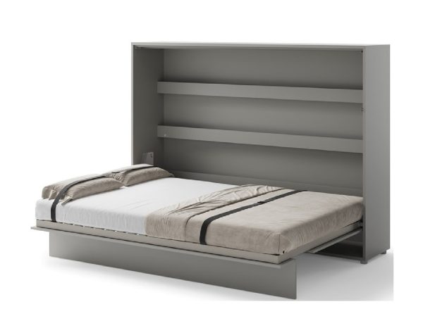 Zidni krevet 140x200 - Lenart Bed Concept 04 - horizontalni sivi otvoreni