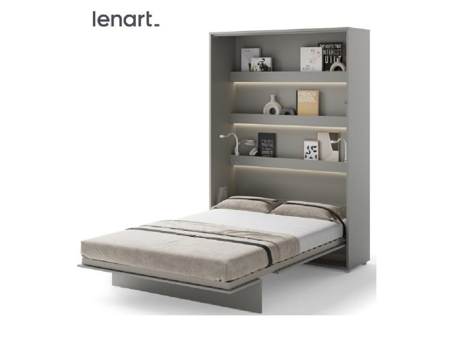 Zidni krevet 140x200 - Lenart Bed Concept 01 - vertikalni sivi