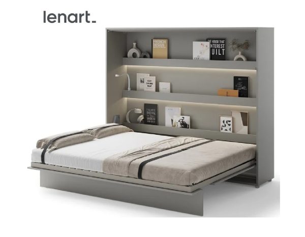 Zidni krevet 160x200 - Lenart Bed Concept 14 - horizontalni sivi