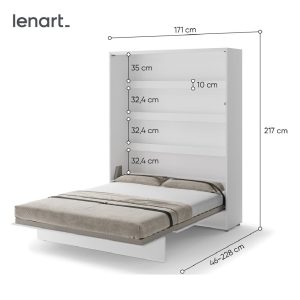 Zidni krevet 160x200 - Lenart Bed Concept 12 - visoki sjaj - vertikalni dimenzije