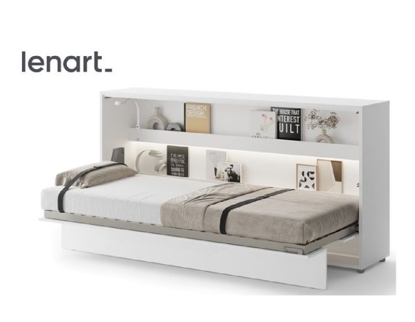 Zidni krevet 90x200 Lenart Bed Concept 06 horizontalni bijela visoki sjaj