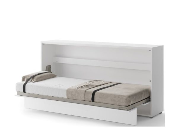 Zidni krevet 90x200 Lenart Bed Concept 06 horizontalni bijela visoki sjaj otvoren