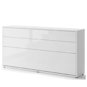 Zidni krevet 90x200 Lenart Bed Concept 06 horizontalni bijela visoki sjaj zatvoren