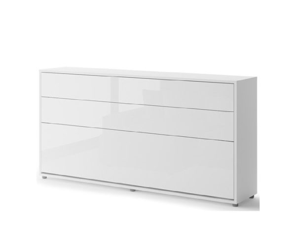 Zidni krevet 90x200 Lenart Bed Concept 06 horizontalni bijela visoki sjaj zatvoren