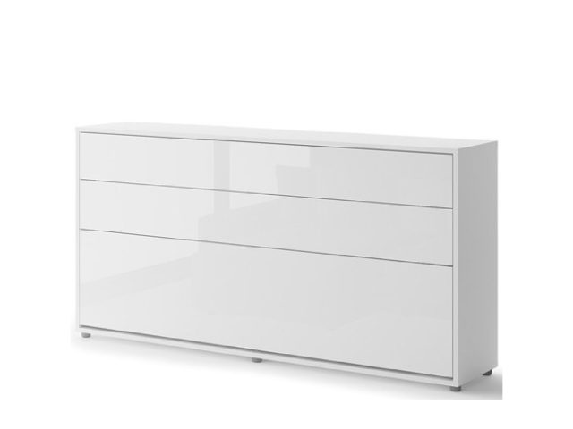 Zidni krevet 90x200 Lenart Bed Concept 06 horizontalni bijela visoki sjaj zatvoren