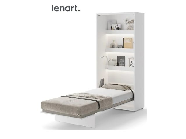 Zidni krevet 90×200 - Lenart Bed Concept 03 - vertikalni bijeli