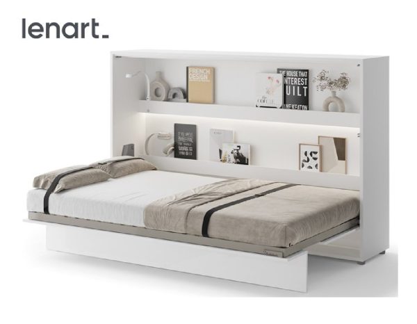 Zidni krevet 120x200 Lenart Bed Concept 05 horizontalni bijela visoki sjaj