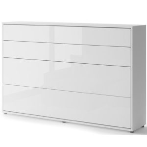 Zidni krevet 120x200 Lenart Bed Concept 05 horizontalni bijela visoki sjaj zatvoreni