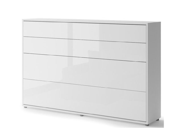 Zidni krevet 120x200 Lenart Bed Concept 05 horizontalni bijela visoki sjaj zatvoreni