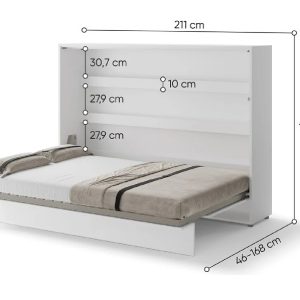 Zidni krevet 140x200 - Lenart Bed Concept 04 - visoki sjaj - horizontalni dimenzije