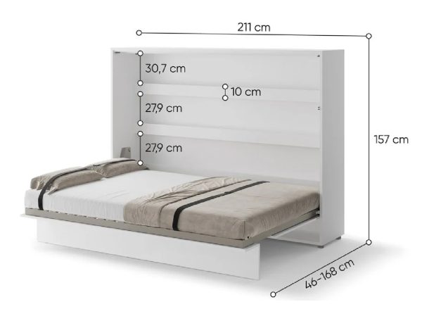 Zidni krevet 140x200 - Lenart Bed Concept 04 - visoki sjaj - horizontalni dimenzije