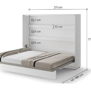 Zidni krevet 160x200 - Lenart Bed Concept 14 - visoki sjaj - horizontalni dimenzije