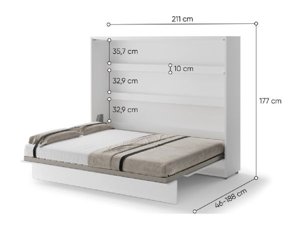 Zidni krevet 160x200 - Lenart Bed Concept 14 - visoki sjaj - horizontalni dimenzije