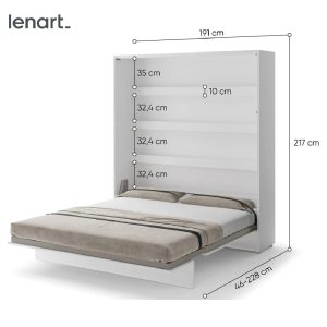 Zidni krevet 180x200 - Lenart Bed Concept 18 - visoki sjaj dimenzije