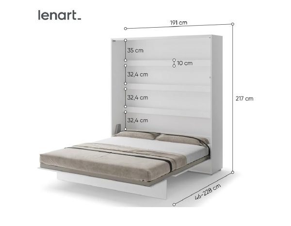 Zidni krevet 180x200 - Lenart Bed Concept 18 - visoki sjaj dimenzije