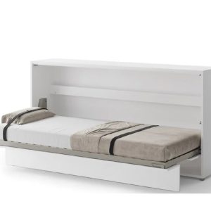 Zidni krevet 90x200 - Lenart Bed Concept 03 - Horizontalni bijeli otvoreni