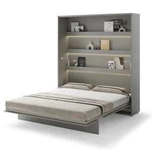 BED CONCEPT BC-12 vertikalni zidni krevet 160x200 s madracem – Siva - Slika 1