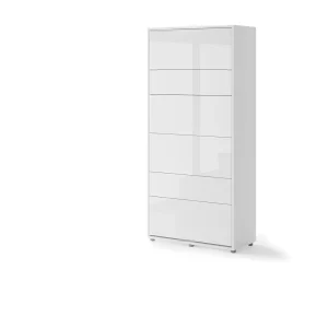 BED CONCEPT BC-03 vertikalni zidni krevet 90x200 s madracem – Bijela visoki sjaj - Slika 2