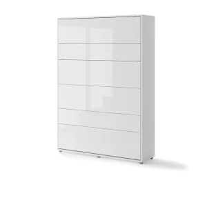 BED CONCEPT BC-02 vertikalni zidni krevet 120x200 s madracem – Bijela visoki sjaj - Slika 2