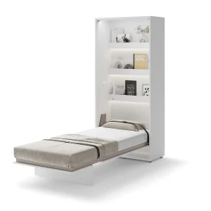 BED CONCEPT BC-03 vertikalni zidni krevet 90x200 s madracem – Bijela visoki sjaj
