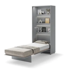 BED CONCEPT BC-03 vertikalni zidni krevet 90x200 s madracem – Siva