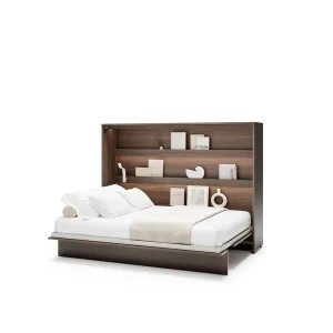 BED CONCEPT BC-04 horizontalni  zidni krevet 140x200 s madracem  – Tamni orah - Slika 1