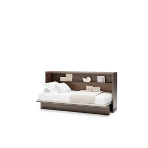 BED CONCEPT BC-06 horizontalni  zidni krevet 90x200 s madracem  – Tamni hrast - Slika 1