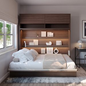 BED CONCEPT BC-04 horizontalni  zidni krevet 140x200 s madracem  – Tamni orah - Slika 2