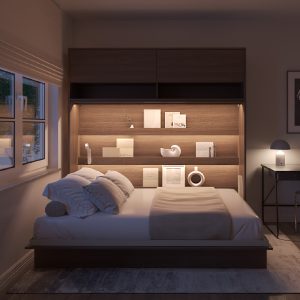 BED CONCEPT BC-04 horizontalni  zidni krevet 140x200 s madracem  – Tamni orah - Slika 3