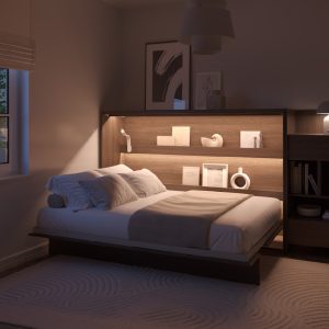 BED CONCEPT BC-05 horizontalni  zidni krevet 120x200 s madracem  – Tamni orah - Slika 4