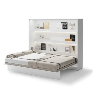BED CONCEPT BC-14 horizontalni zidni krevet 160x200 s madracem – Bijeli - Slika 1