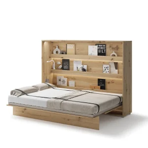 BED CONCEPT BC-04 horizontalni  zidni krevet 140x200 s madracem  – Artisan hrast - Slika 1