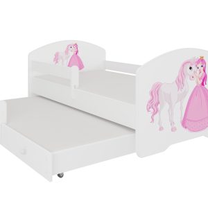Dvostruki krevet PEPE II PRINCEZA I KONJ s ogradom i madracima 160x80 - Slika 2