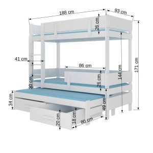 Krevet na kat za troje ETAPO 180x80 - Slika 2