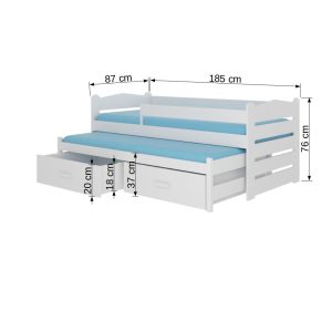 Dvostruki krevet TIARRO s ogradom i madracima 180x80 - Slika 3