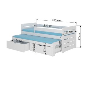 Dvostruki krevet TOMI s ogradom 180x80 - Slika 3