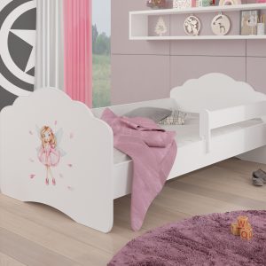 Dječji krevet CASIMO DJEVOJČICA S KRILIMA s madracem i ogradom 140x70 - Slika 1