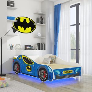Dječji krevet BATCAR s madracem i LED rasvjetom 160x80 - Slika 1