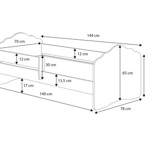 Dječji krevet CASIMO DVA PSA s madracem 140x70 - Slika 3